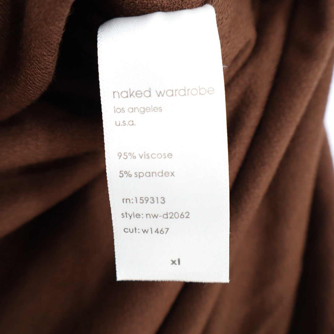 Naked Wardrobe One Shoulder Cutout Mini Dress Brown XL
