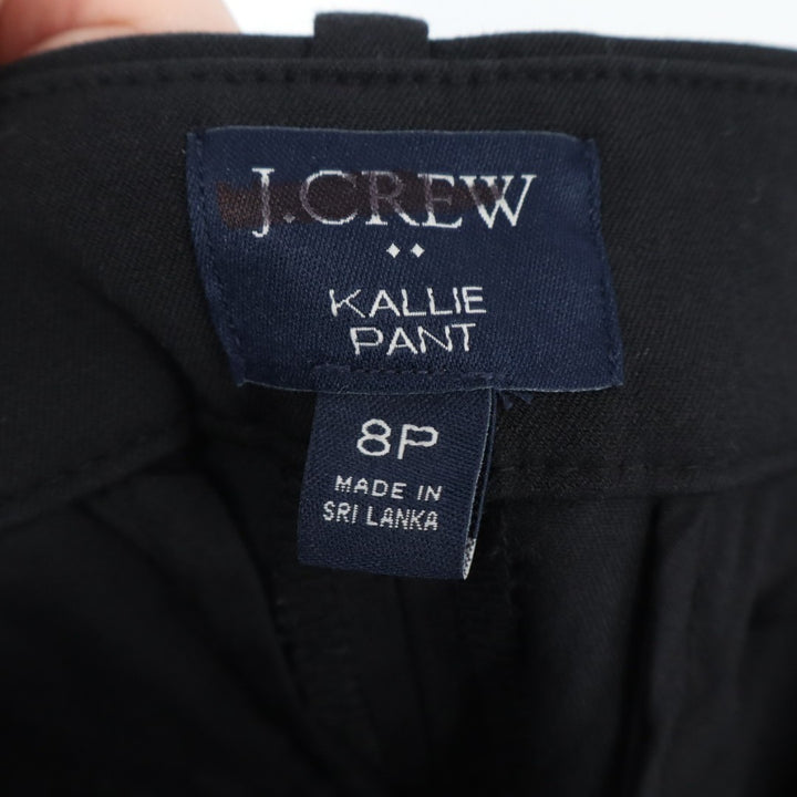 J. Crew Kallie Dress Pants Womens 8P Black Slash Pockets Cotton Wide Leg Formal