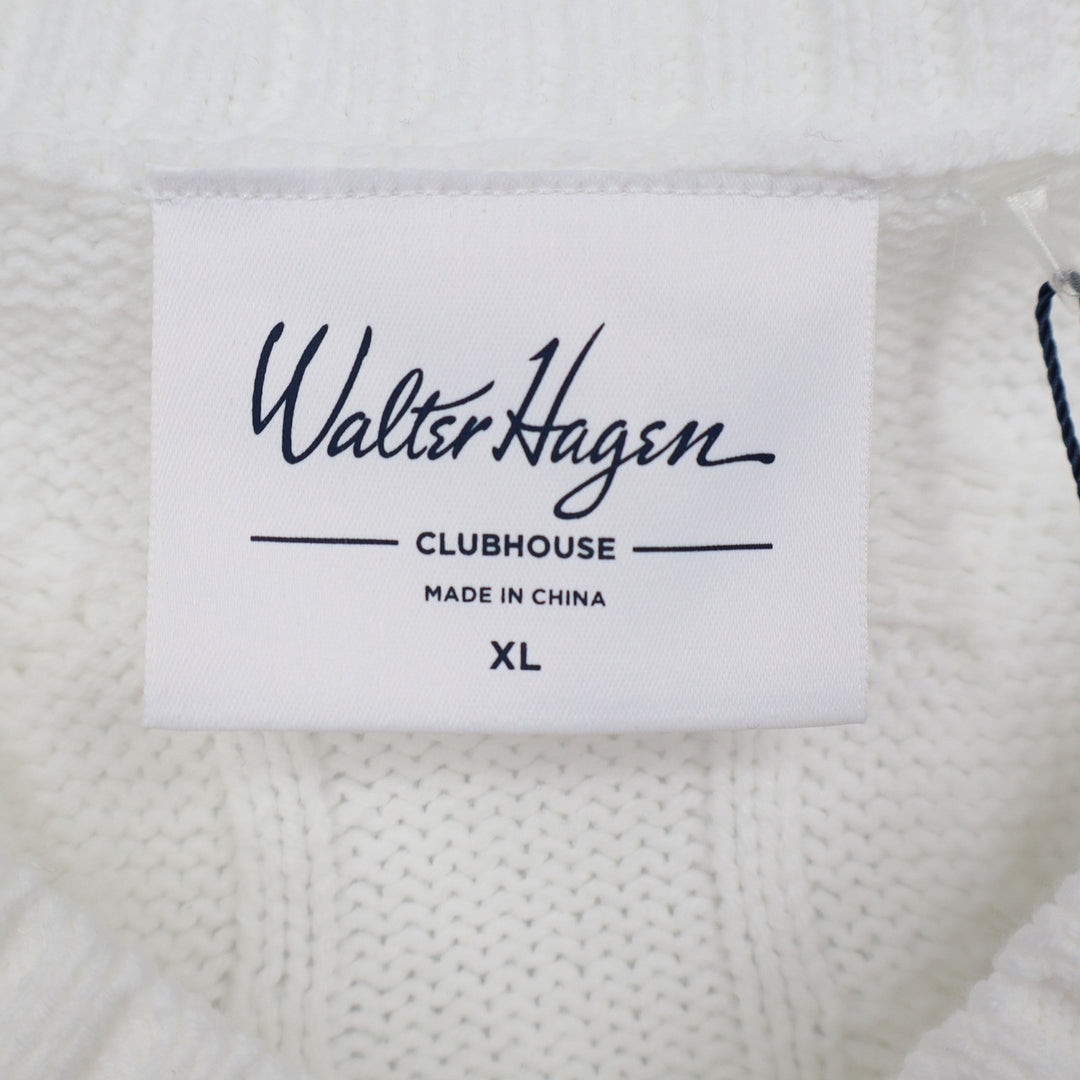 Walter Hagen Clubhouse Womens XL White Cable Knit V-Neck Sweater Vest