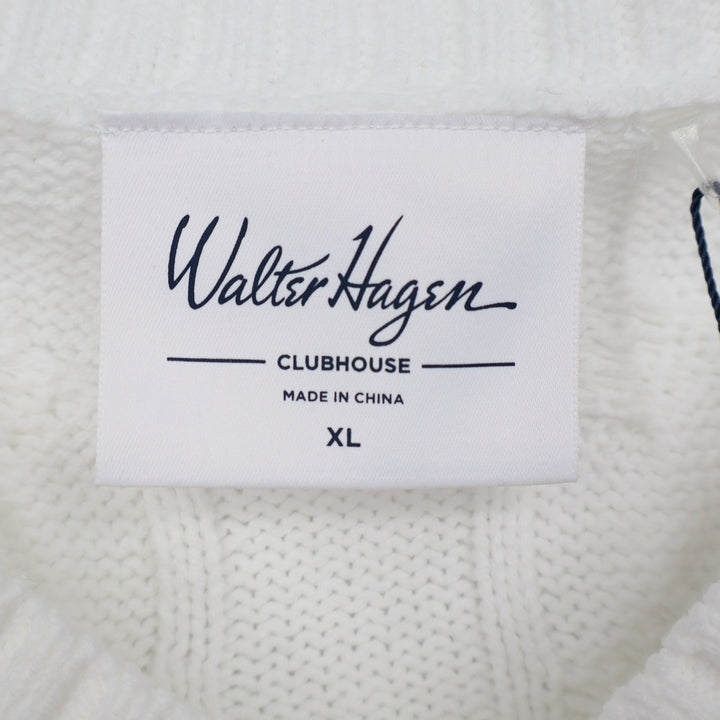 Walter Hagen Clubhouse Womens XL White Cable Knit V-Neck Sweater Vest