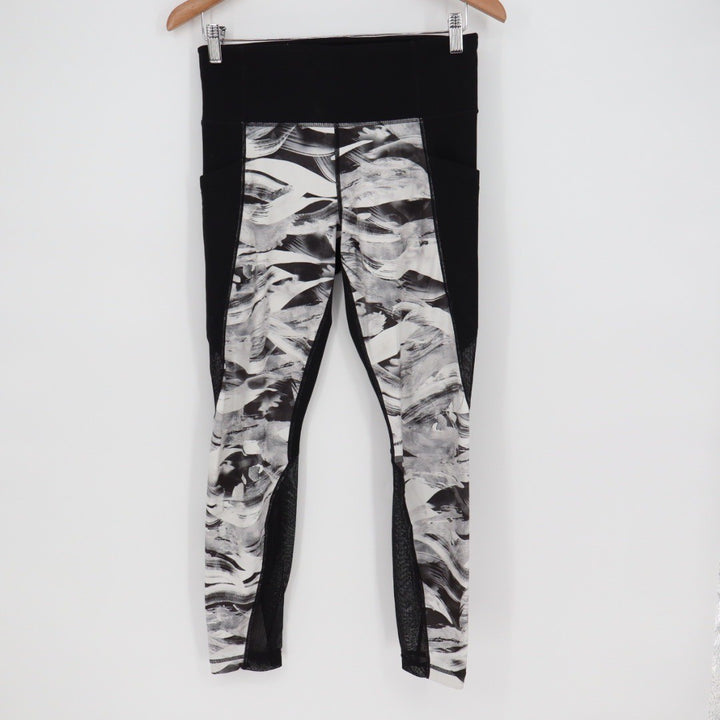Athleta Black White Abstract Print Mesh Leggings Athletic Pants Size M