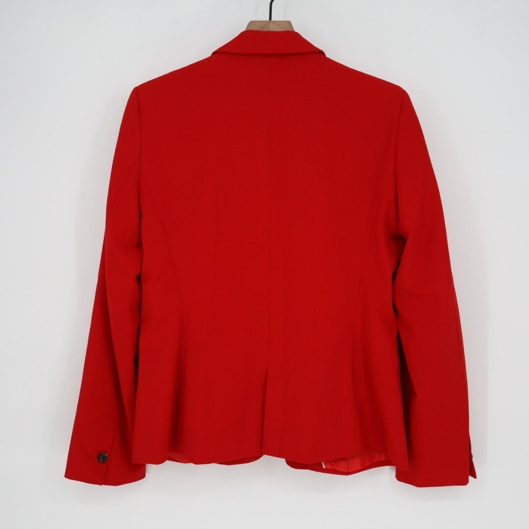 Zara Blazer Jacket Womens 10 Red Formal Business Single Breasted Notch Lapel