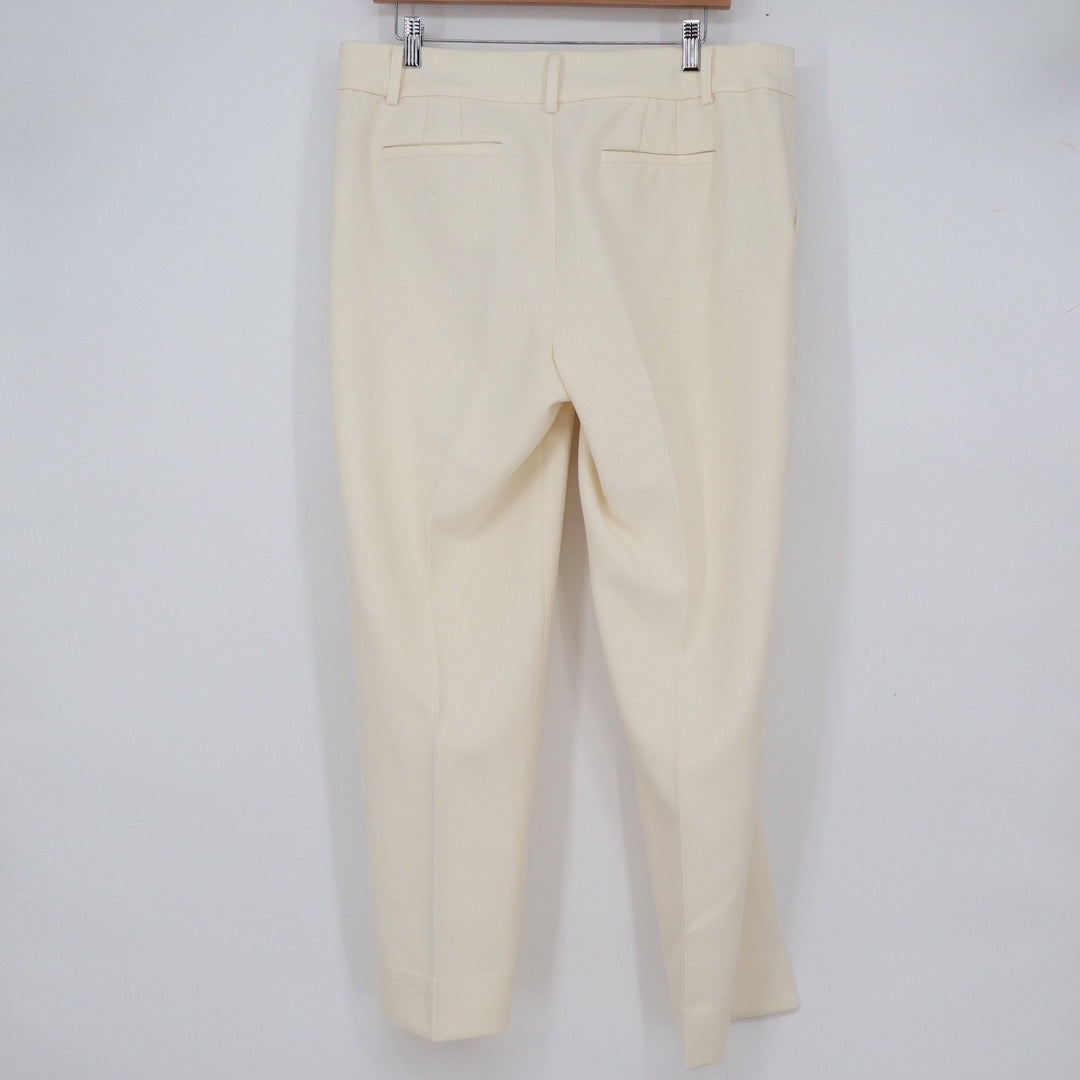 Talbots Hampshire Ankle Pants Womens 12 Cream Straight Leg Dress Slacks
