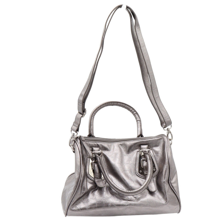 Unbranded Satchel Women Medium Pewter Metallic Crossbody Buckle Silver Excellent