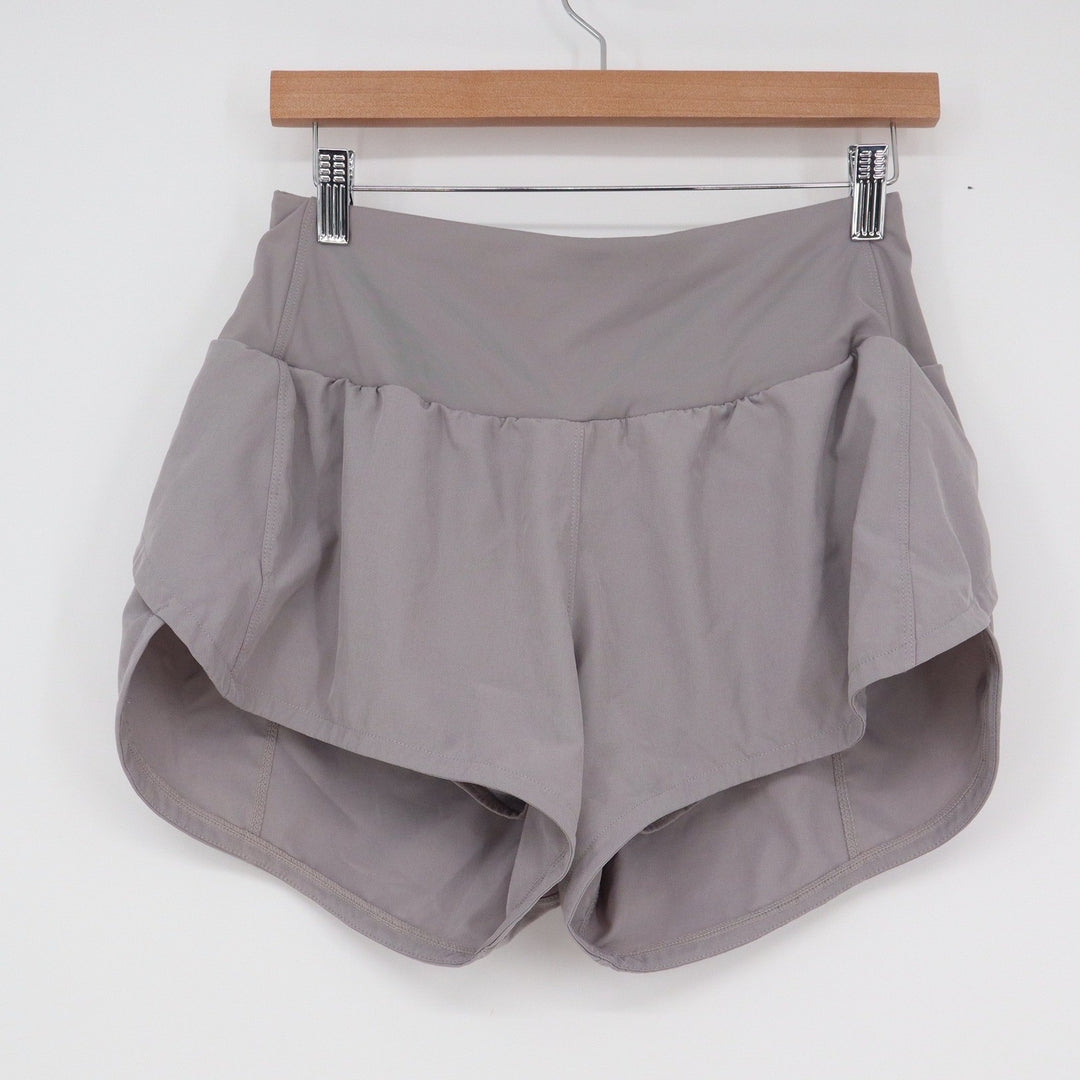 Womens Gray High Performance Running Shorts Zippered Pocket Size M Athletic