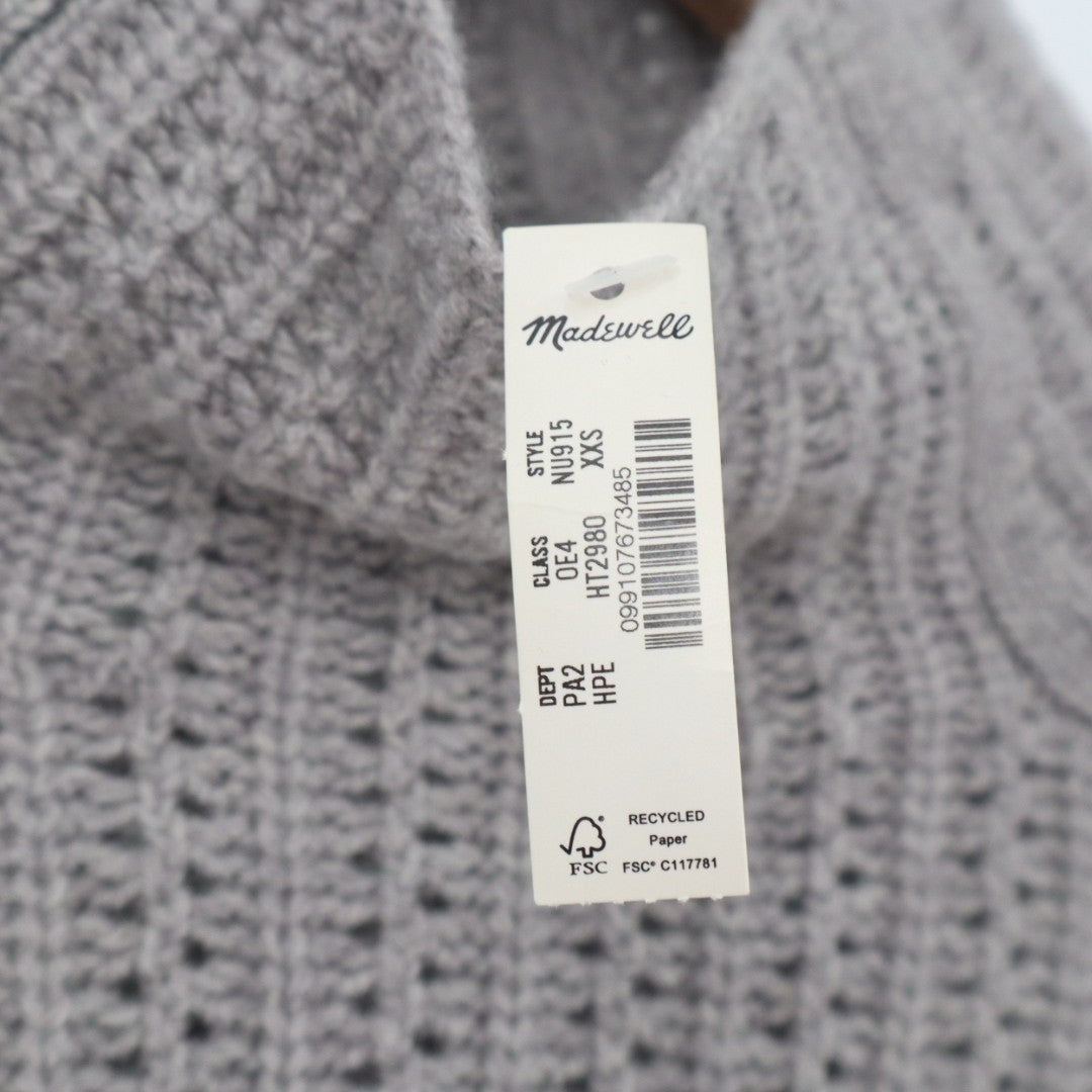 Madewell Cropped Sweater Womens 2XS Gray Knit Wool Mock Neck Long Sleeve Outdoor