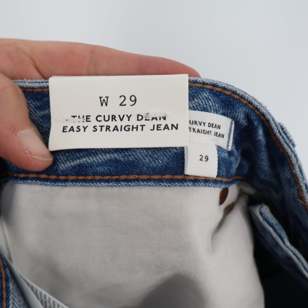 Madewell The Curvy Dean Easy Straight Jeans Womens 29 Blue Denim Distressed