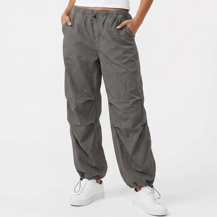 H&M Divided Gray Parachute Pants Cotton Cargo Baggy Drawstring Mens Small