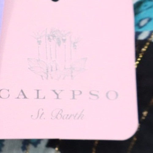 Calypso St Barth Jumpsuit XS Blue Black Paisley Print Spaghetti Strap