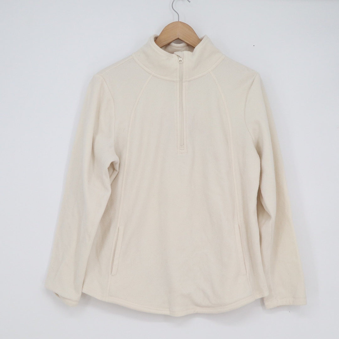 St Johns Bay Womens Classic Quarter Zip Fleece Pullover Cream M