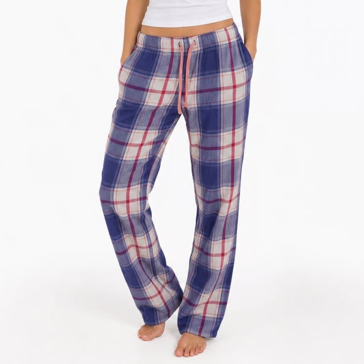 Old Navy Womens Purple Pink Plaid Cotton Pajama Pants Size M Drawstring Relaxed