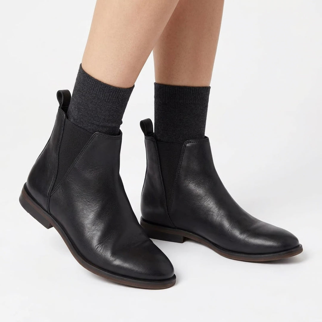 Lucky Brand Haylia Black Leather Chelsea Ankle Boots Womens 8.5 M