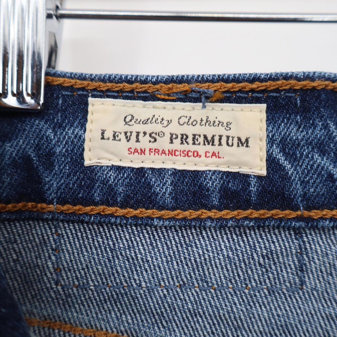 Levis Premium 501 Original Cropped Distressed Jeans Blue 28x26 Medium Wash