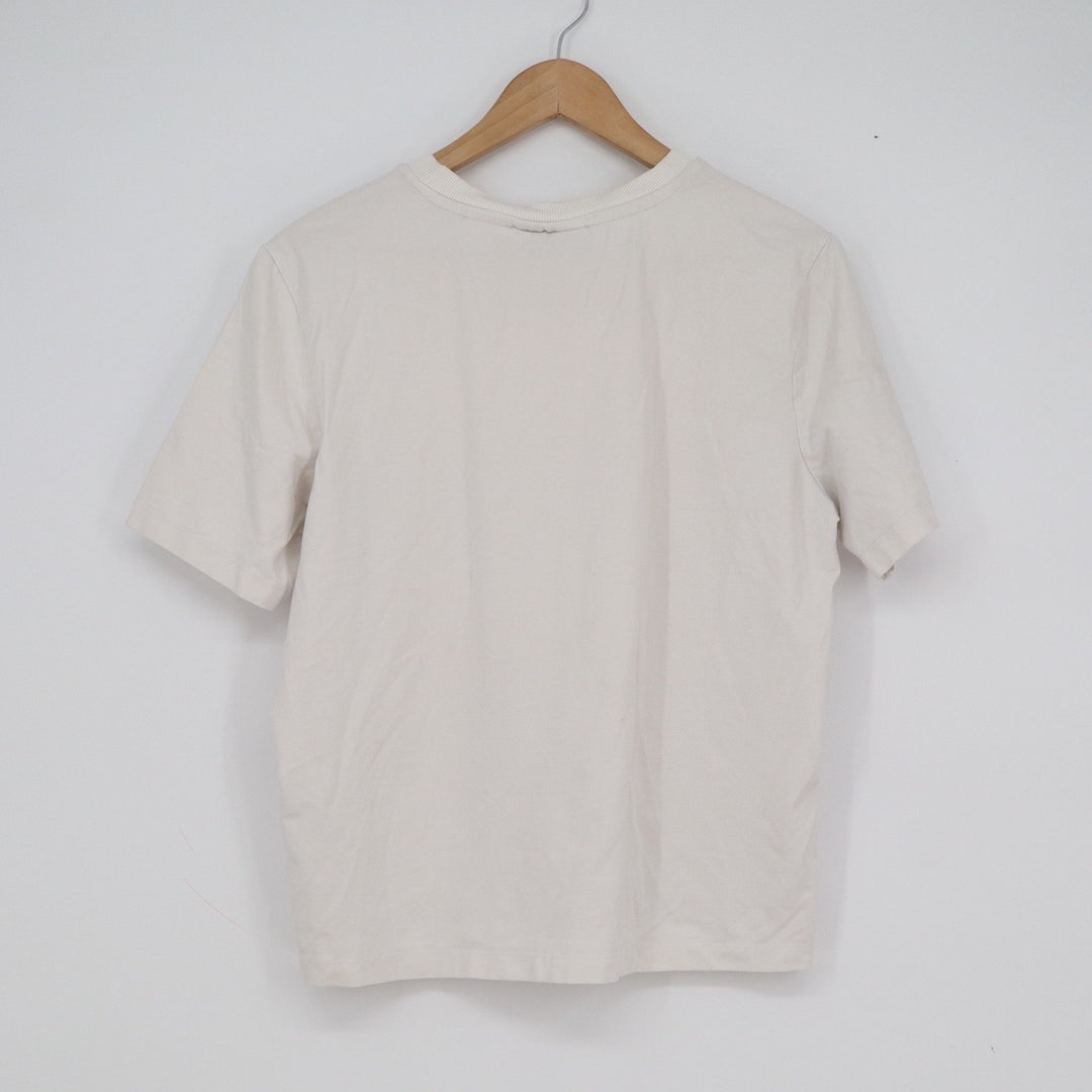 Fila Womens M Cream Short Sleeve Embroidered Rainbow Outline Logo T-Shirt