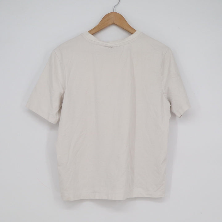 Fila Womens M Cream Short Sleeve Embroidered Rainbow Outline Logo T-Shirt