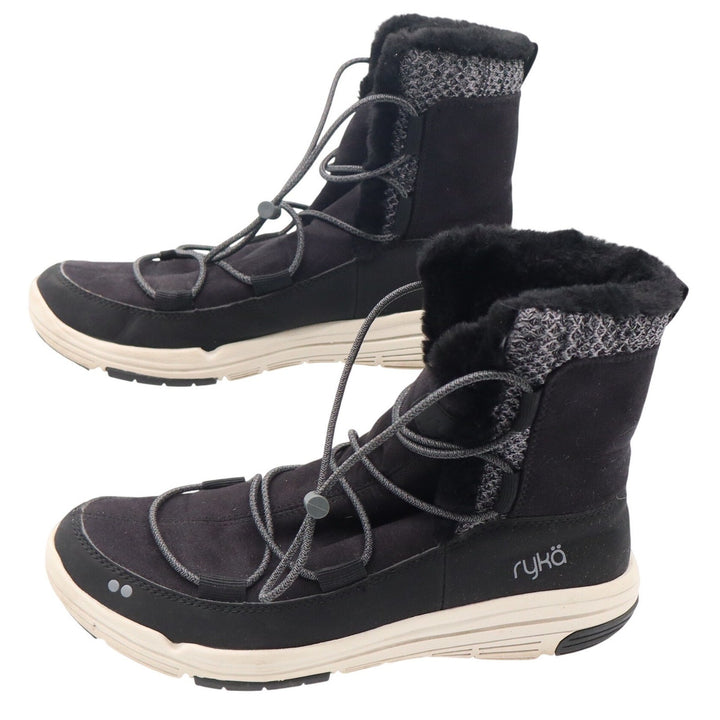 Ryka Aubonne Womens Black Faux Fur Lined Bungee Winter Snow Boots Size 8M