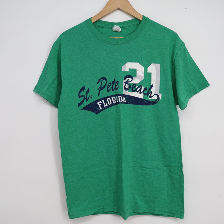 Fruit of the Loom St Pete Beach Florida 21 Green Heather Graphic T-Shirt Mens M