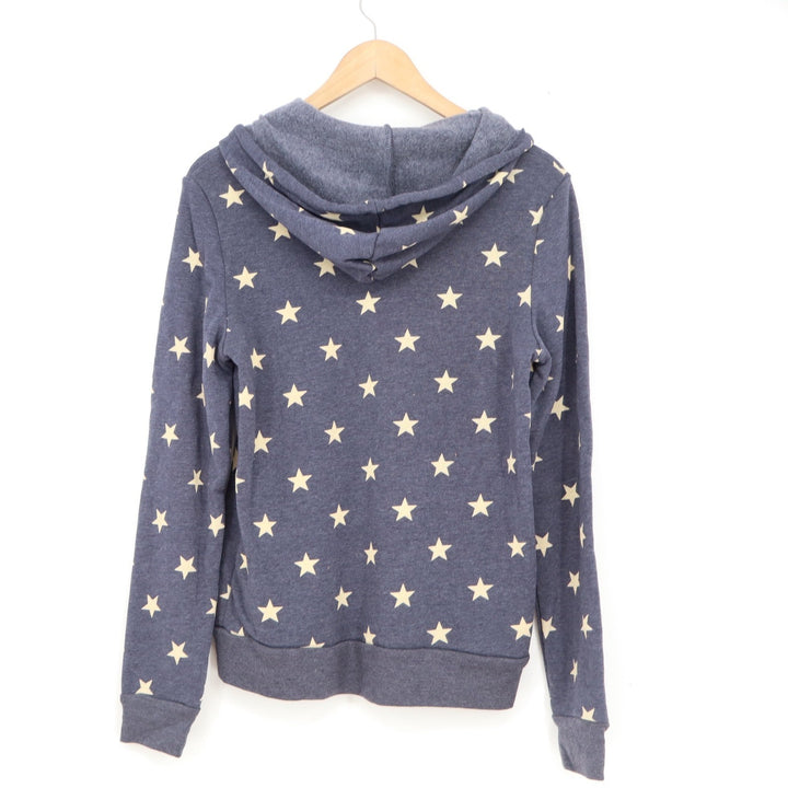 Alternative Earth Mens M Navy Blue Star Print Fleece Pullover Hoodie