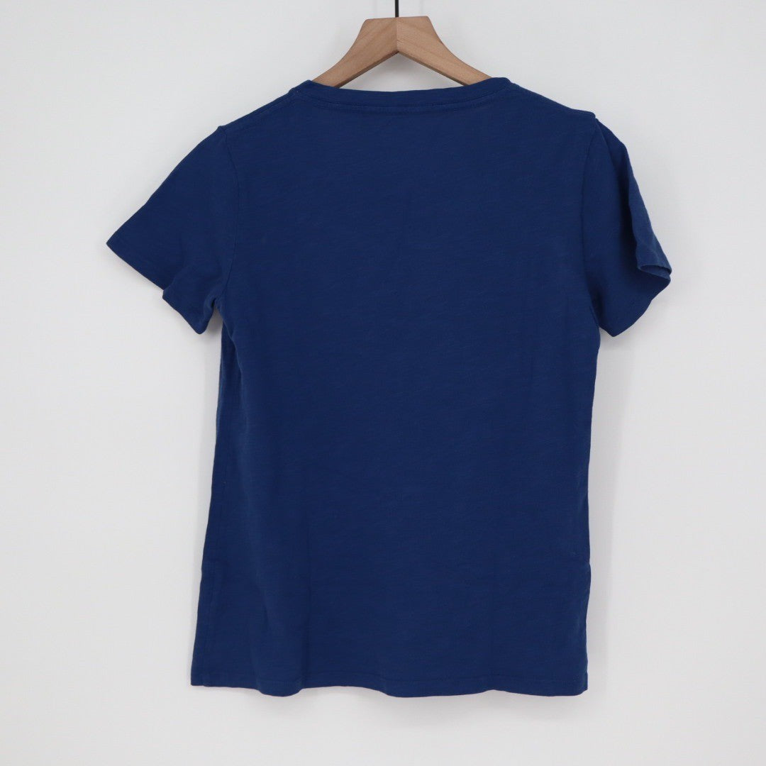 AMERICAN GIANT Classic V Neck T Shirt Navy Blue Made in USA Size S