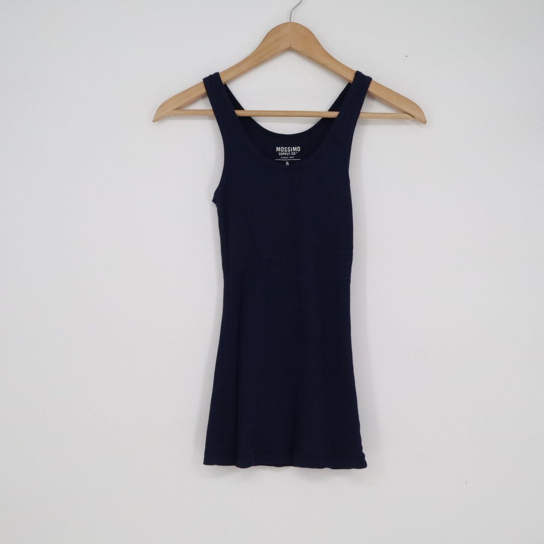 Mossimo Supply Co Womens Navy Blue Ribbed Scoop Neck Tank Top Size S