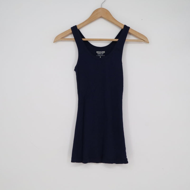 Mossimo Supply Co Womens Navy Blue Ribbed Scoop Neck Tank Top Size S