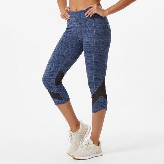 Athleta Navy Blue Textured Capris with Mesh Insets Size Medium