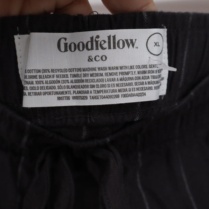 Goodfellow & Co Mens Pajama Set XL Black Pinstripe 100% Cotton Button Up