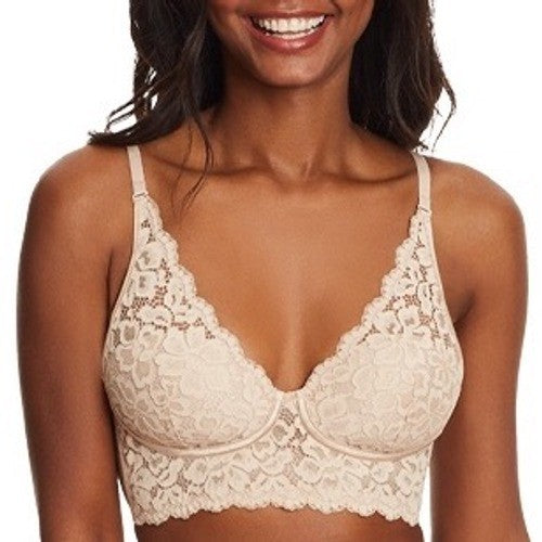 Maidenform Lightly Lined Bralette Bra Womens 38C Nude Stretch Convertible Lace