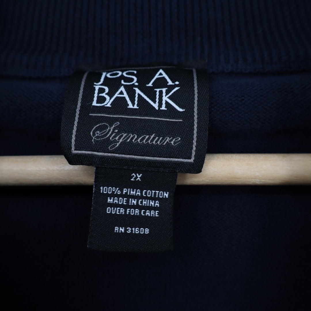 Jos. A. Bank Signature Sweater Mens 2X Navy Cotton Ribbed Tight Knit Quarter Zip