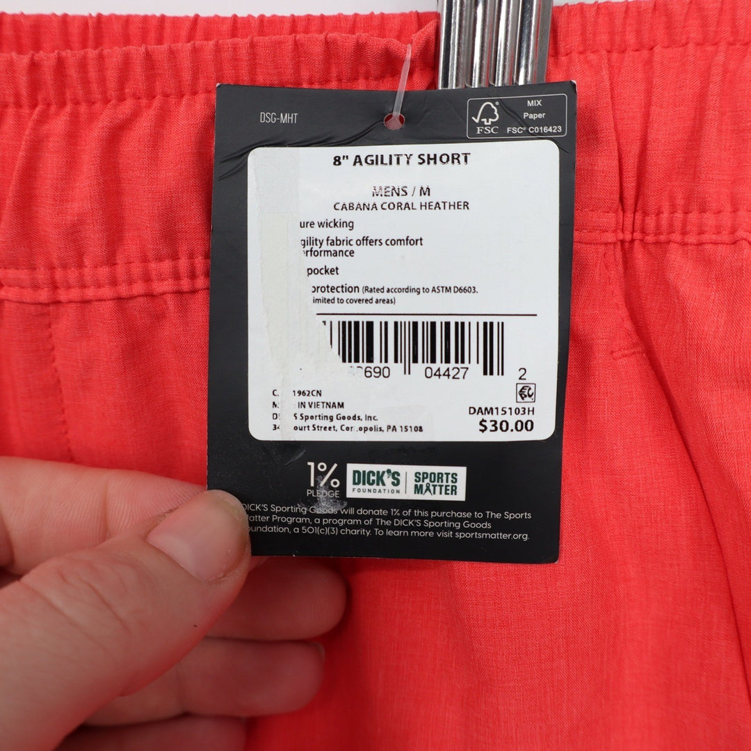 DSG Mens 8 Inch Agility Short Cabana Coral Heather Orange Pink Size M New