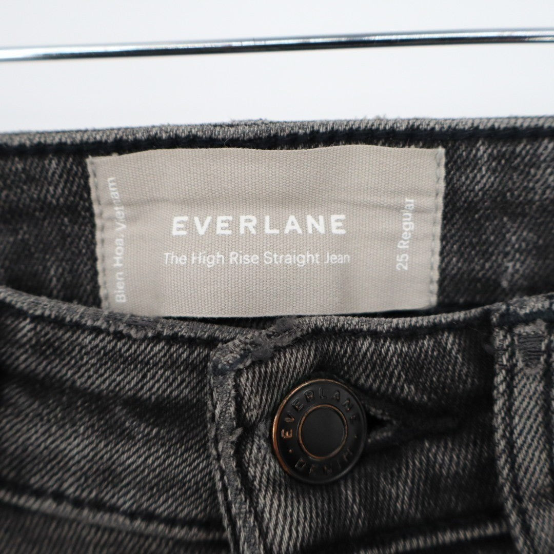 Everlane The High Rise Straight Jeans Womens 25 Gray Cotton Stretch Medium Wash