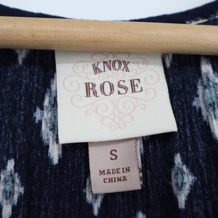 Knox Rose Shift Dress Womens Small Navy Floral Short Sleeve V-Neck Pullover