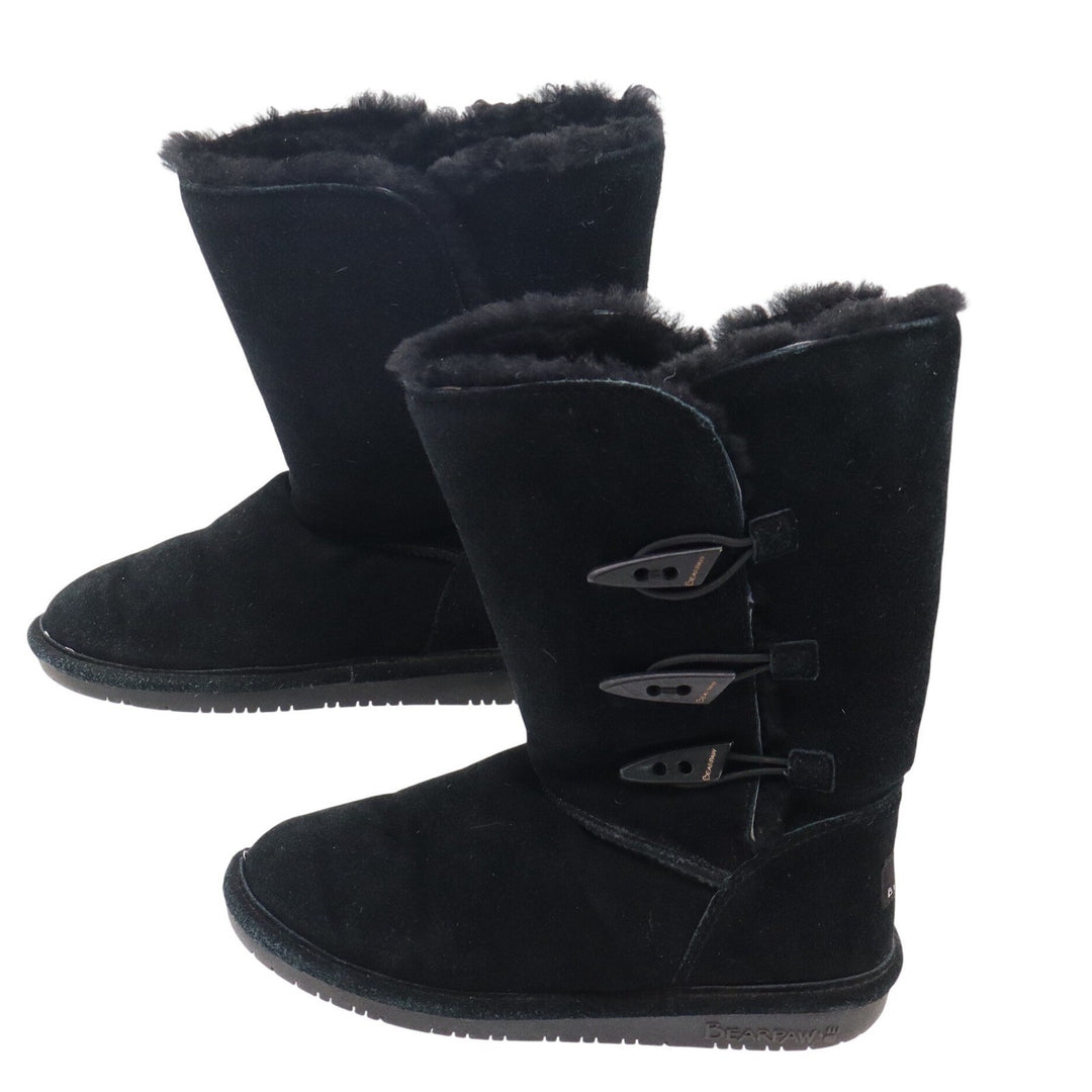 Bearpaw Sarah Black Suede Mid-Calf Winter Boots Triple Toggle Women's 7