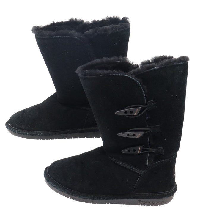 Bearpaw Sarah Black Suede Mid-Calf Winter Boots Triple Toggle Women's 7