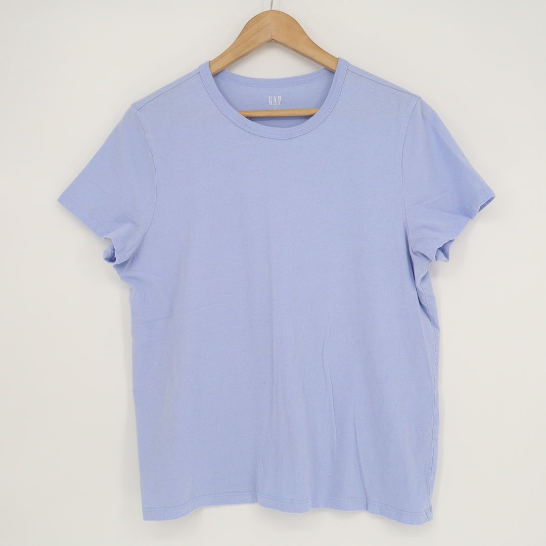 GAP Womens Large Periwinkle Blue Short Sleeve Crewneck Basic Cotton Blend Tee