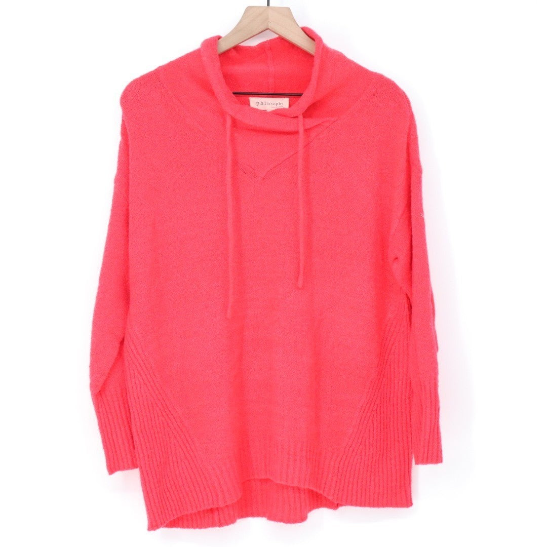Philosophy Republic Clothing Sweater Womens Small Red Knit Drawstring Wrap Neck