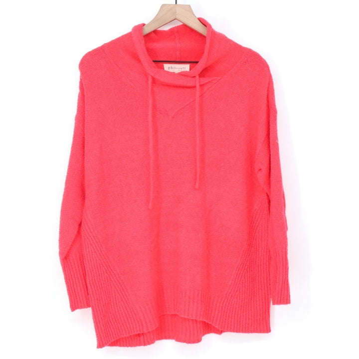 Philosophy Republic Clothing Sweater Womens Small Red Knit Drawstring Wrap Neck