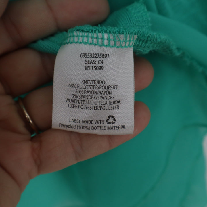 Metaphor Womens XL Teal Green Slub Knit Chiffon Trim Open Front Cardigan