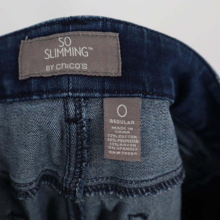 Chicos So Slimming Regular Rise Straight Leg Dark Wash Denim Jeans Size 4