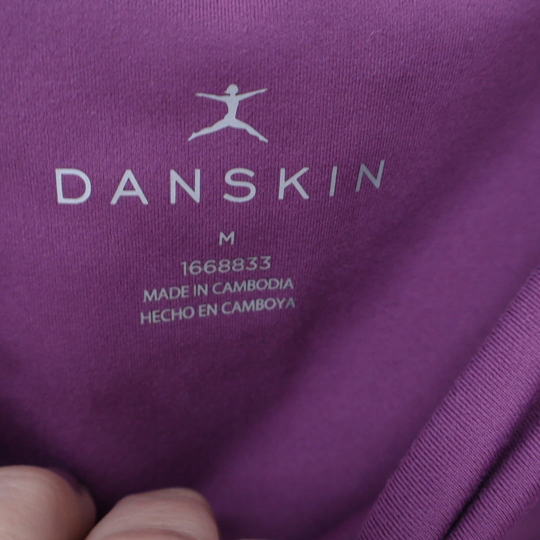Danskin Womens High Waisted Biker Shorts Plum Purple Side Pockets Size M