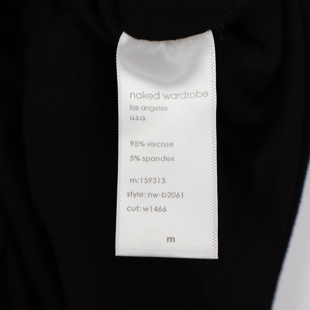 Naked Wardrobe Black Long Sleeve Open Back Cutout Bodysuit Size M