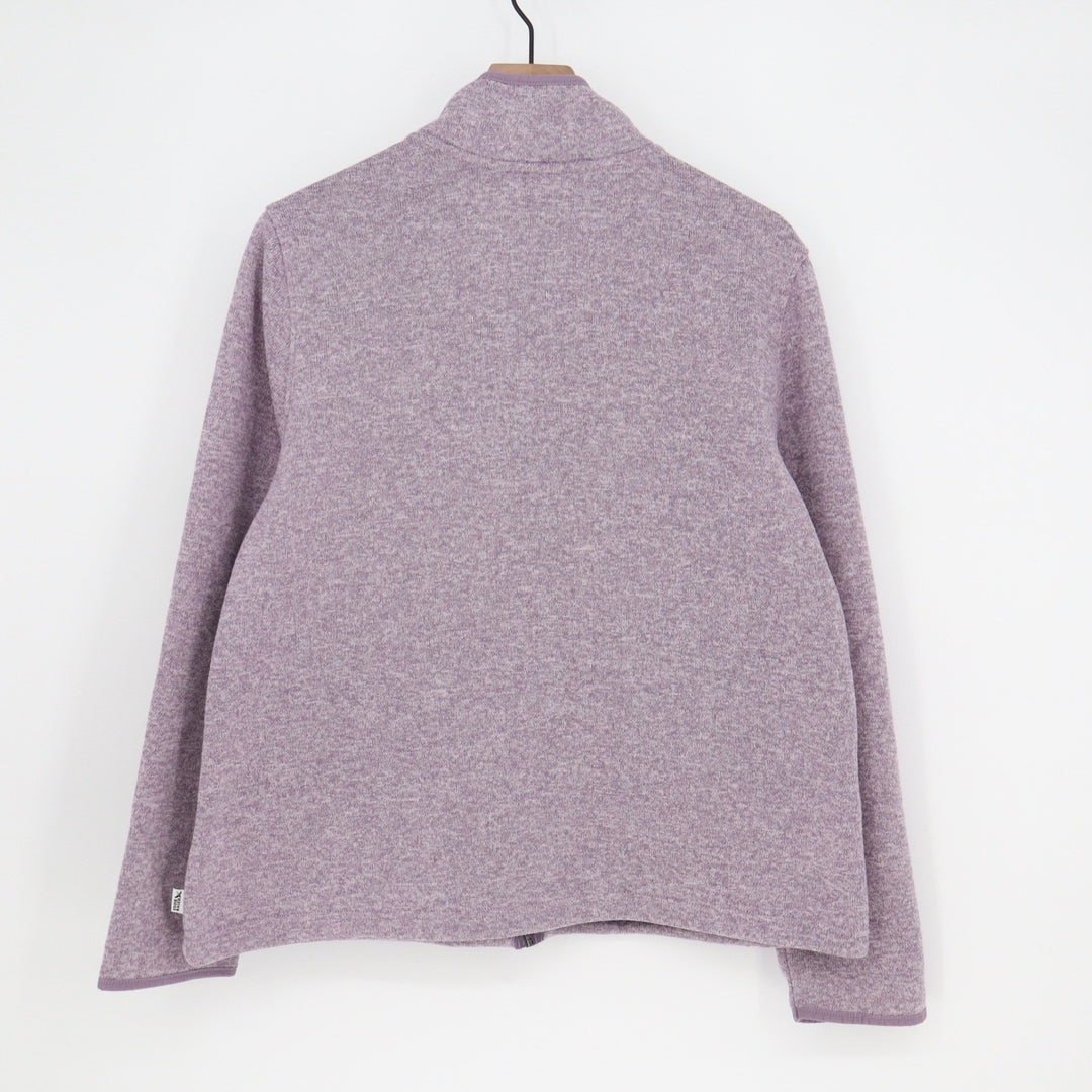 Eddie Bauer Womens XL Full Zip Fleece Jacket Heathered Purple Mock Neck Sweater