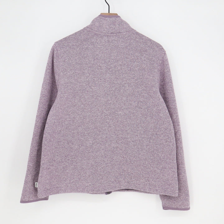 Eddie Bauer Womens XL Full Zip Fleece Jacket Heathered Purple Mock Neck Sweater