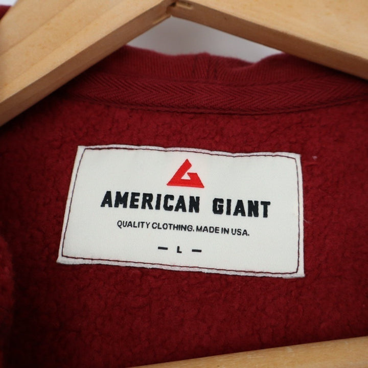 American Giant Hoodie Womens Large Red Fleece Lined Relaxed Classic Full Zip