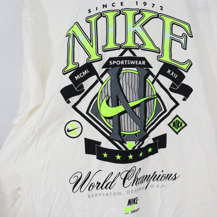 Nike Sportswear World Champions Graphic Tee Cream Neon Green Mens Small