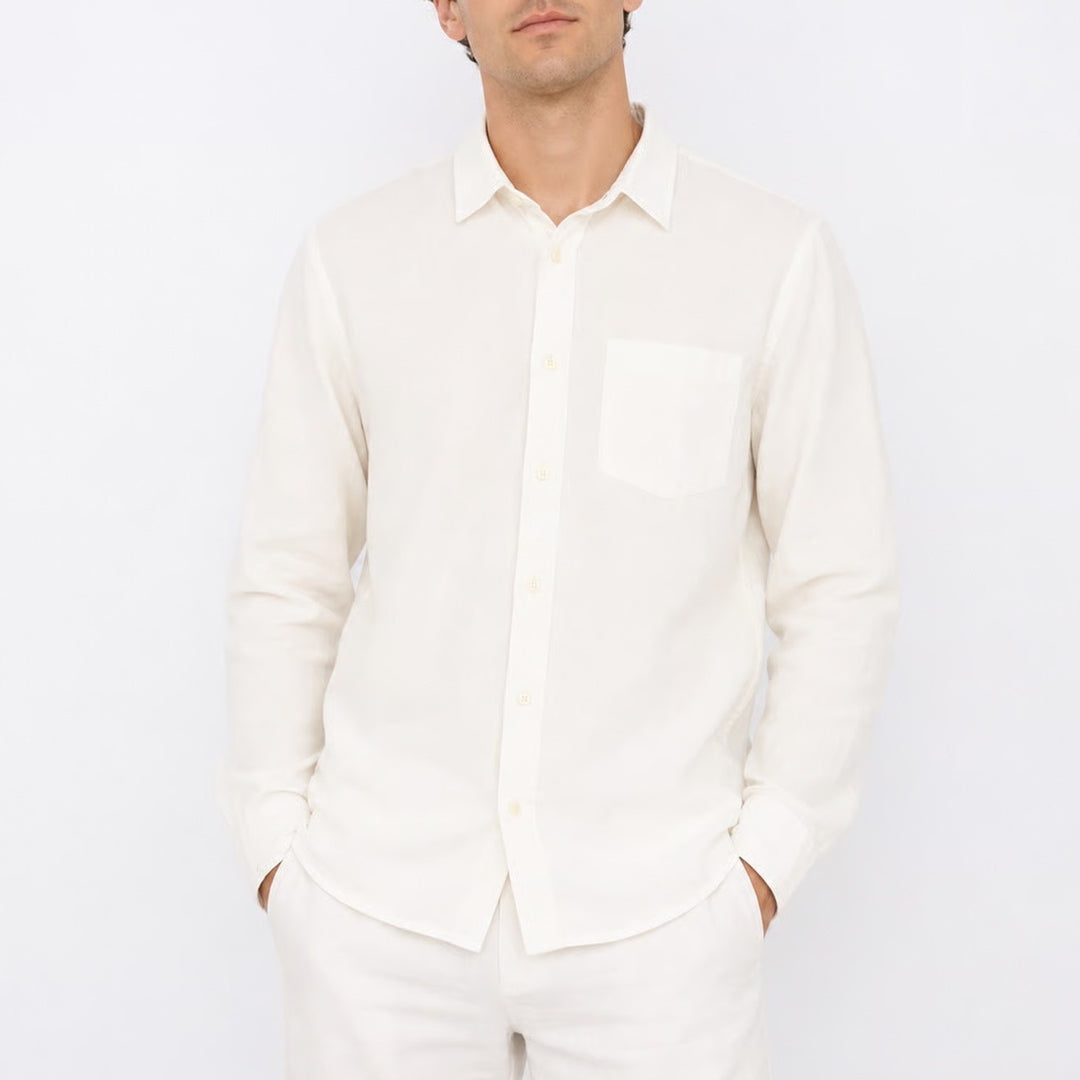 Muji Mens Long Sleeve Cotton Button Down Shirt Off White Size L