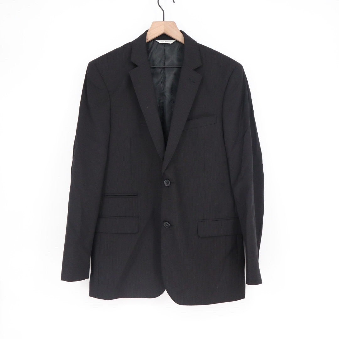 JHANE BARNES Mens Black Pinstripe Wool Suit Blazer Jacket Size 38 Regular