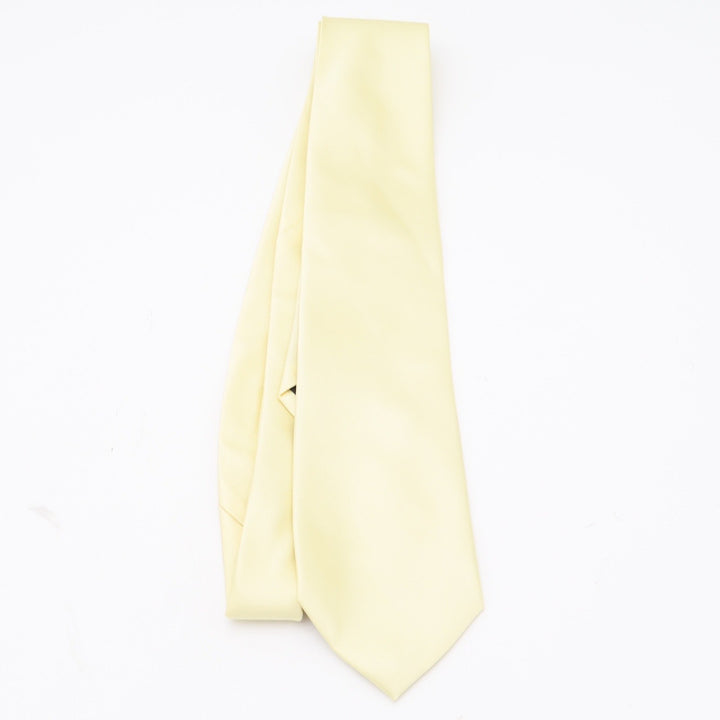 Brioni Necktie Mens OS Classic Pale Yellow Solid Satin Finish Excellent