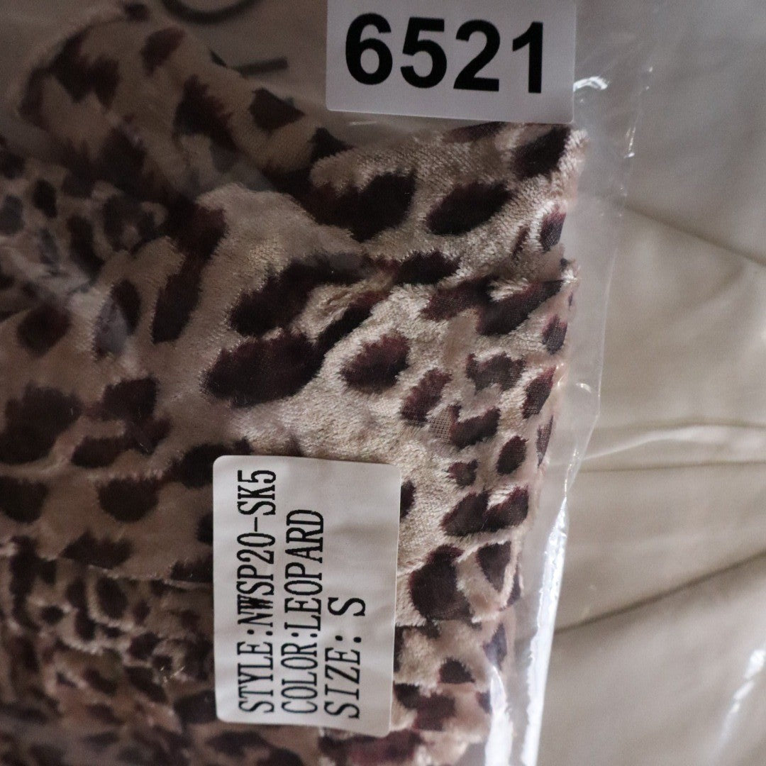Naked Wardrobe The Statement Leopard Print Draped Mini Skirt Brown Small