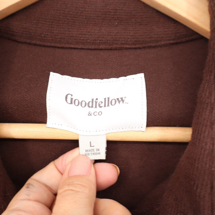 Goodfellow & Co Mens Brown Textured Button Down Shirt Long Sleeve Large
